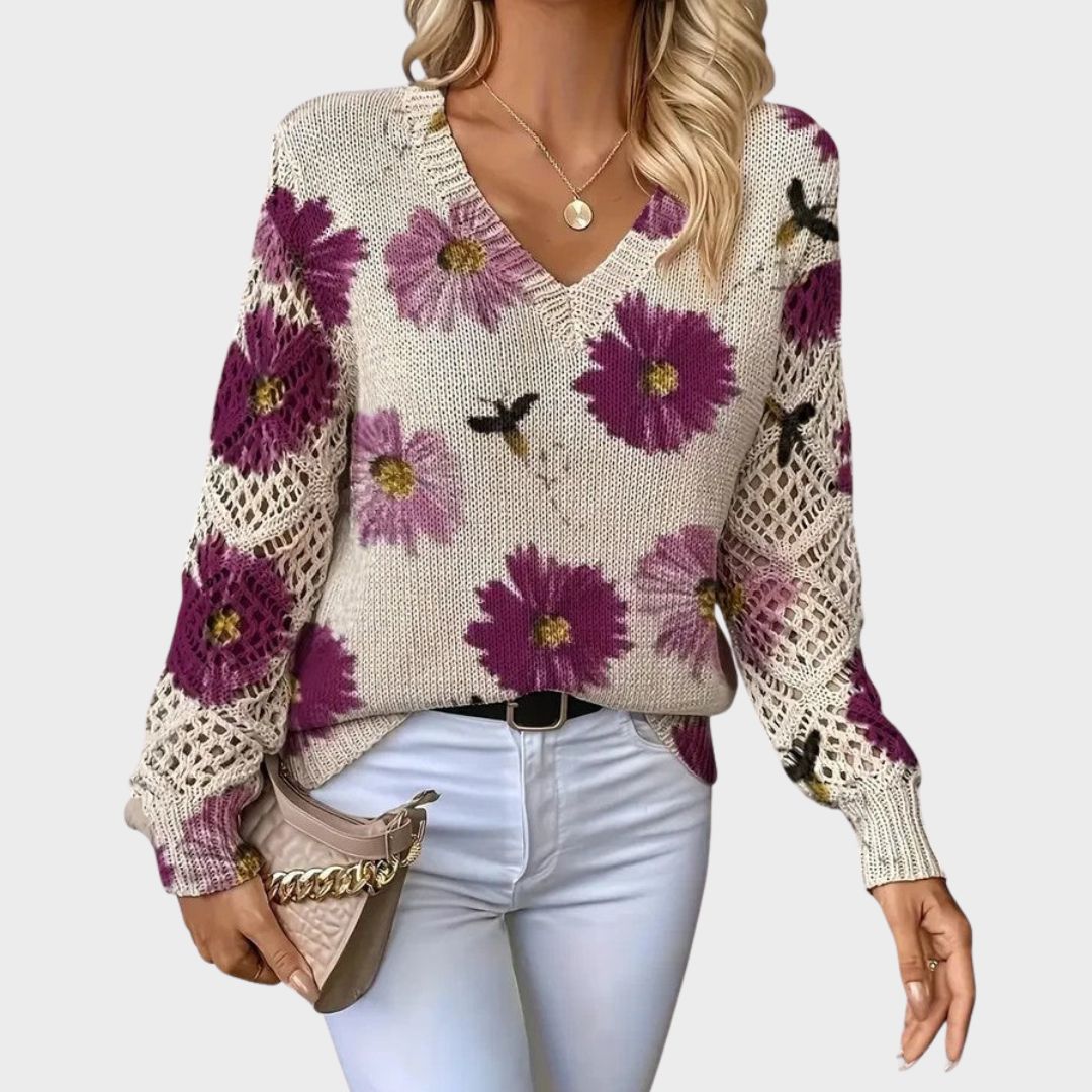 Trista | Elegant Floral Pullover
