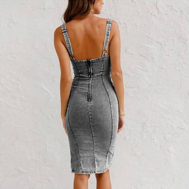 Denim Bodycon Midi Dress