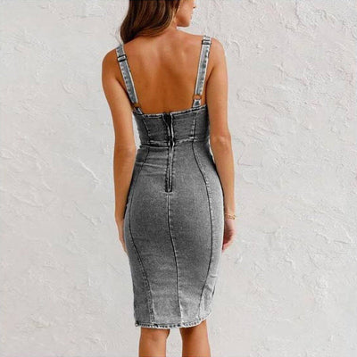 Denim Bodycon Midi Dress