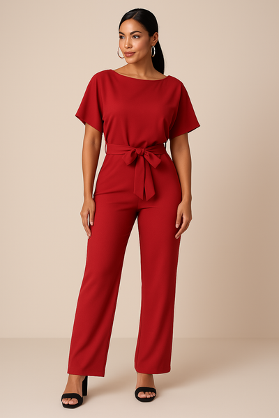 Belted Wide-Leg Jumpsuit