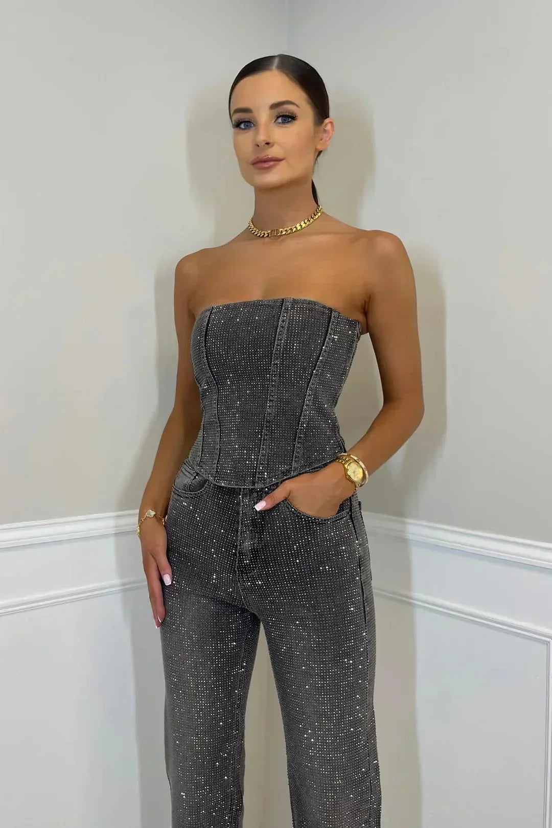 Strapless Sequin Jumpsuit