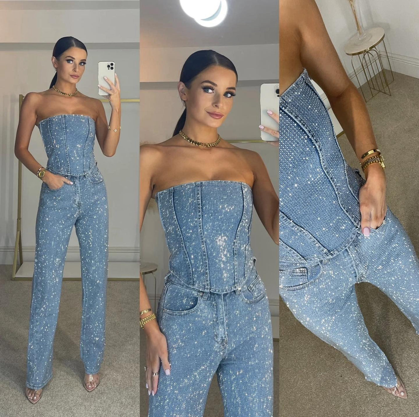 Strapless Sequin Jumpsuit