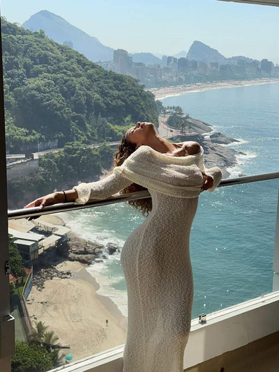 Knitted White Maxi Dress