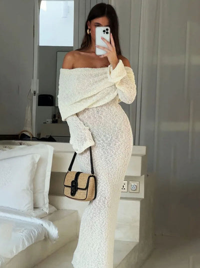 Knitted White Maxi Dress
