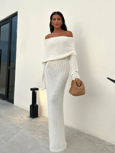 Knitted White Maxi Dress