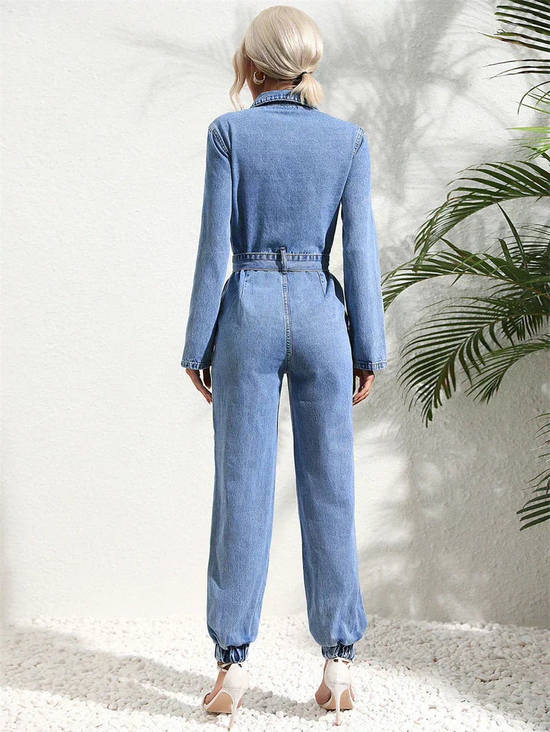 Denim Belted Jumpsuit