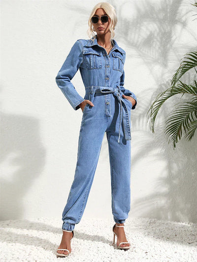 Denim Belted Jumpsuit